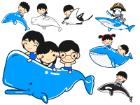 海で遊ぶ幼稚園児イラスト